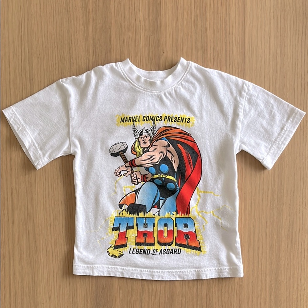H&M, toddler t-shirt, Thor, Marvel comics, white size 3/4, Runs smaller